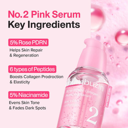 numbuzin No.2 Rose PDRN Collagen Plumping Serum, Hydrating & Firming Serum with Peptides, Plump, Glowing Skin,