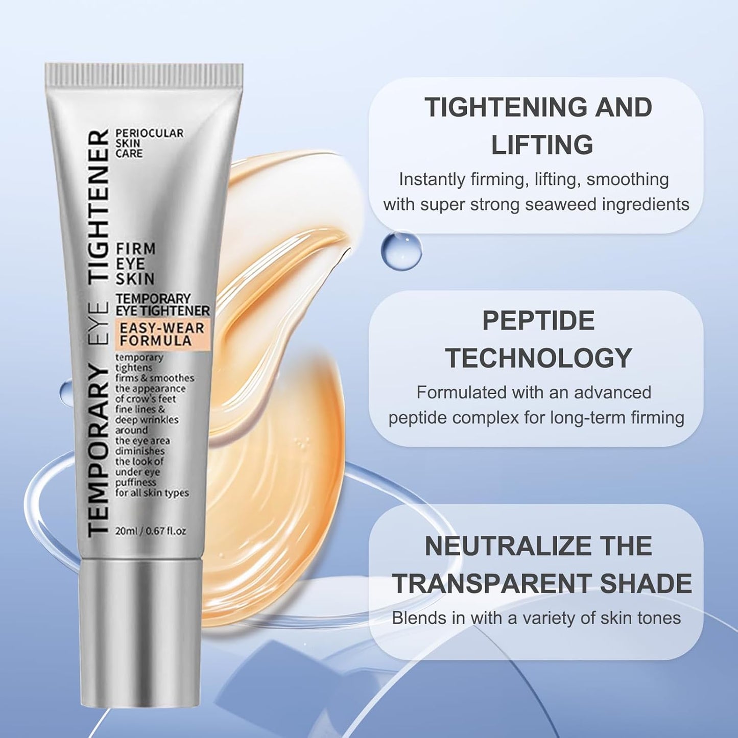 ⚡60-second fast-acting eye firming serum, easy-to-apply, long-lasting formula, lifts and firms, smooths fine lines around the eyes