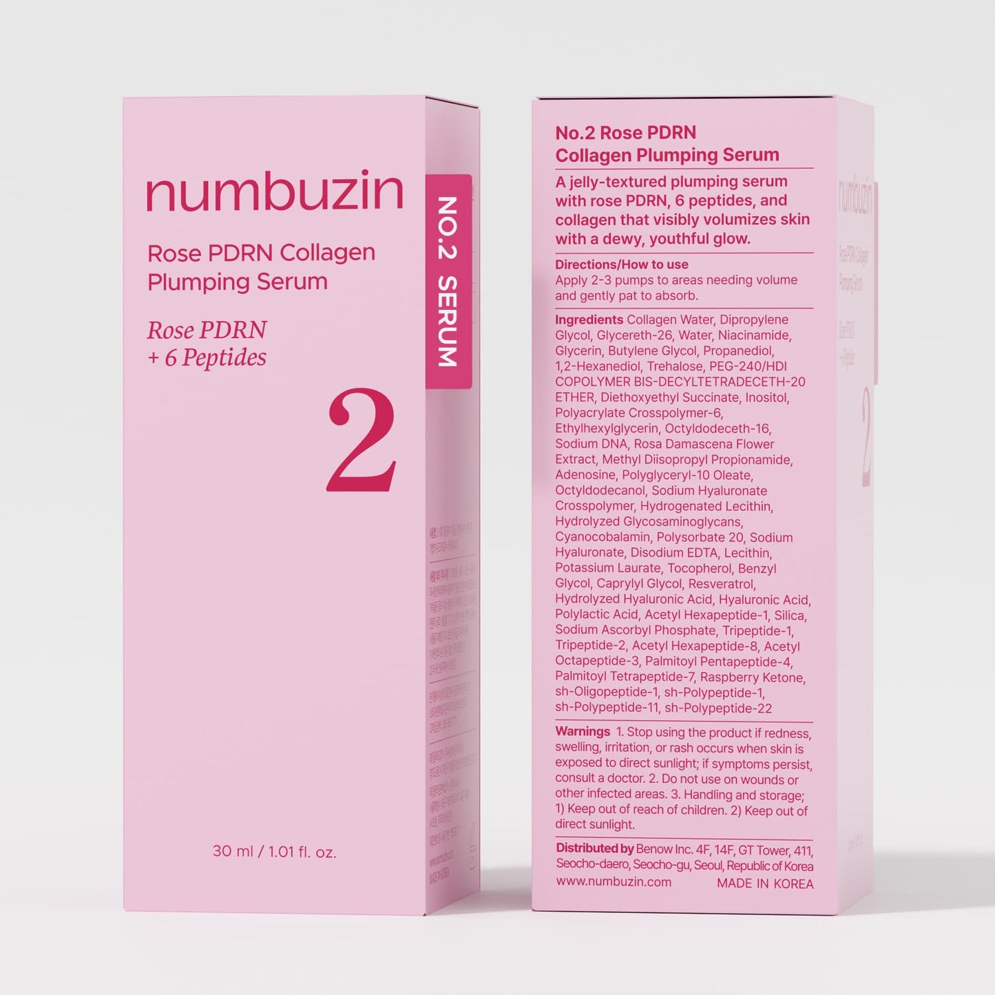 numbuzin No.2 Rose PDRN Collagen Plumping Serum, Hydrating & Firming Serum with Peptides, Plump, Glowing Skin,