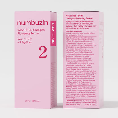 numbuzin No.2 Rose PDRN Collagen Plumping Serum, Hydrating & Firming Serum with Peptides, Plump, Glowing Skin,