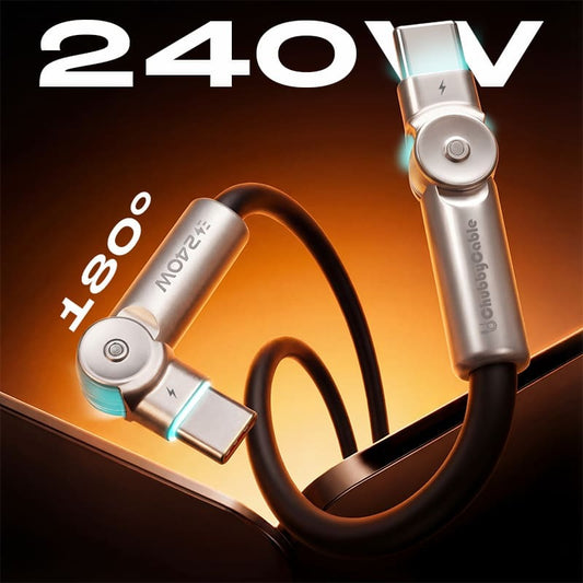 🔥🔥 240W Dual 180° Rotating Fast Charging Cable With LED Light
