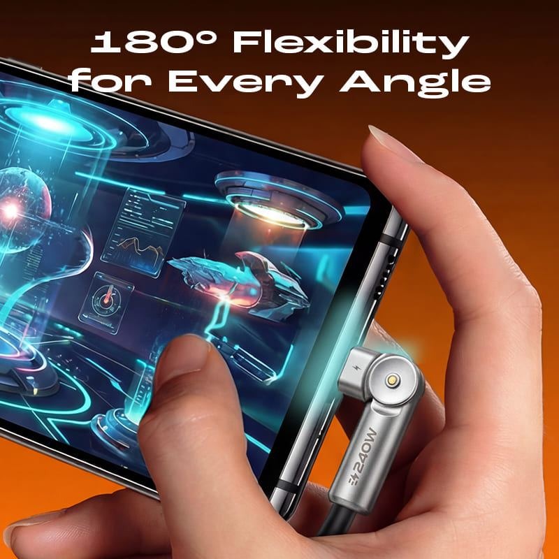 🔥🔥 240W Dual 180° Rotating Fast Charging Cable With LED Light