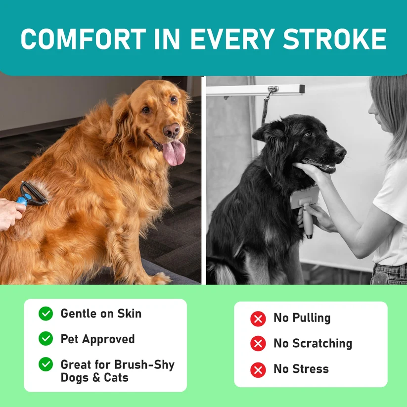 🐾Professional double-sided pet hair removal tool for dogs and cats—gentle and highly effective for a hair-free home.🐈
