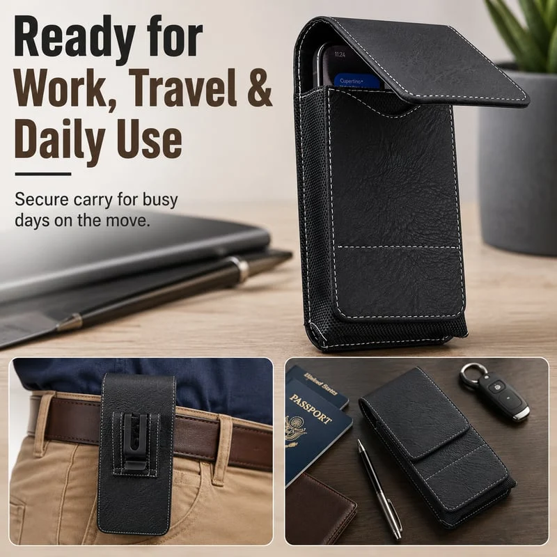 🏆 Last Day Special Price ! 🔥Premium Men's PULeather Cell Phone📱 HolsterPouch👛