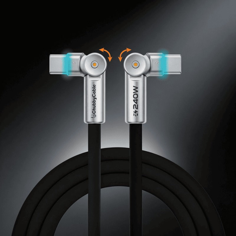 🔥🔥 240W Dual 180° Rotating Fast Charging Cable With LED Light