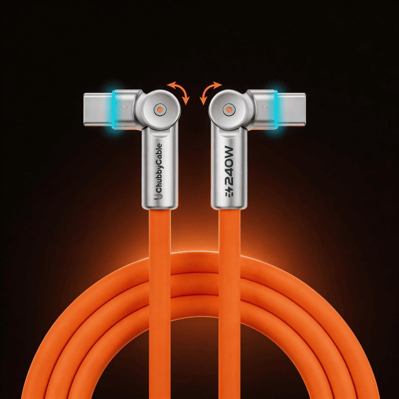 🔥🔥 240W Dual 180° Rotating Fast Charging Cable With LED Light