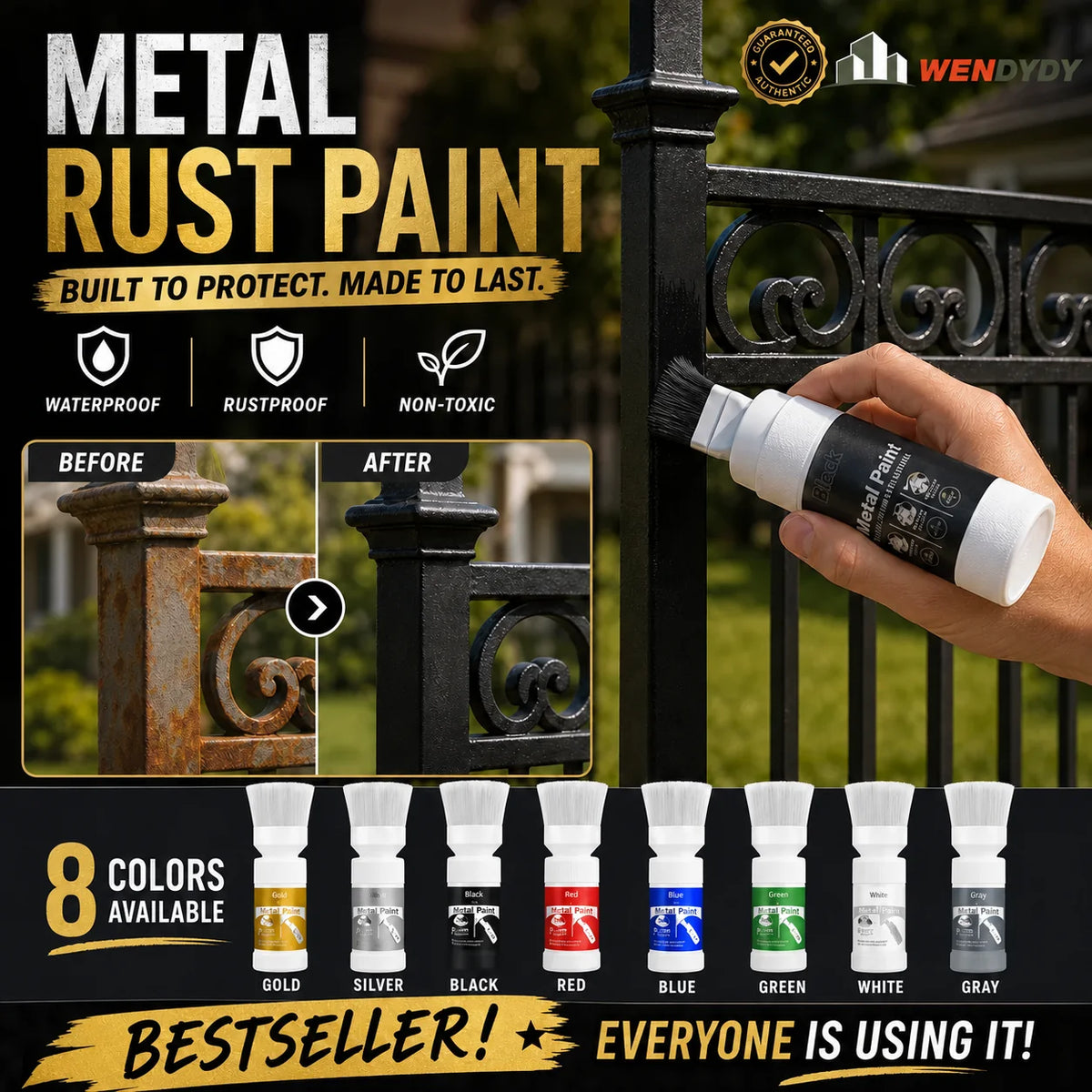 ✨New Arrival✨Water-Based Metallic Silver Paint with Built-in Brush（50% OFF）