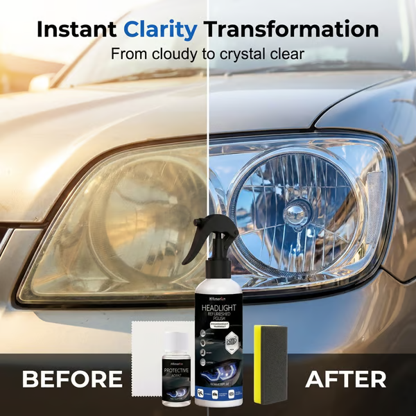 💡 Car Headlight Cleaning & Restoration Agent – Scratch Remover, UV Protection & Anti-Yellowing 🚗