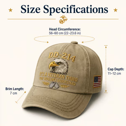 DD-214 Veteran 3D Embroidered Cap - “IT'S A VETERAN THING YOU WOULDN'T UNDERSTAND”🎁 Free Honor Coin With Every Cap Purchase