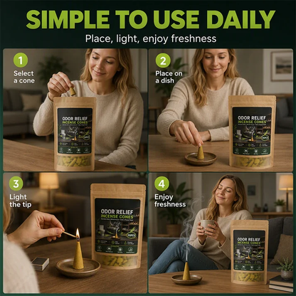 🥳HOT SALE🥳💞50K+ SOLD!Household Odor Relief Cones – ideal for damp days & enclosed spaces. Slow-burn, just-right fragrance – place in bathrooms, cabinets or porches. Instant freshness! 💚✨