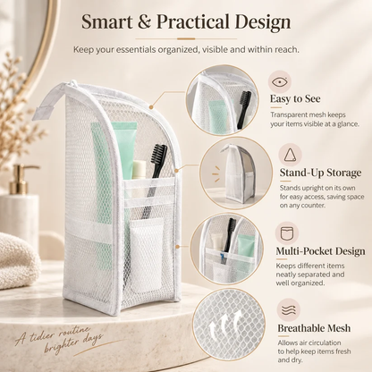 ✨Freestanding Waterproof Mesh Travel🧳 Toiletry Bag