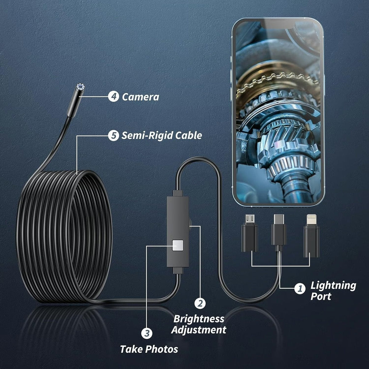 🔥LAST DAY SALE 50% OFF-🔎 Plug-and-Play Endoscope Camera - Compatible with Android & iPhone & ipad for Direct Connection