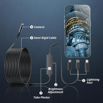 🔥LAST DAY SALE 50% OFF-🔎 Plug-and-Play Endoscope Camera - Compatible with Android & iPhone & ipad for Direct Connection