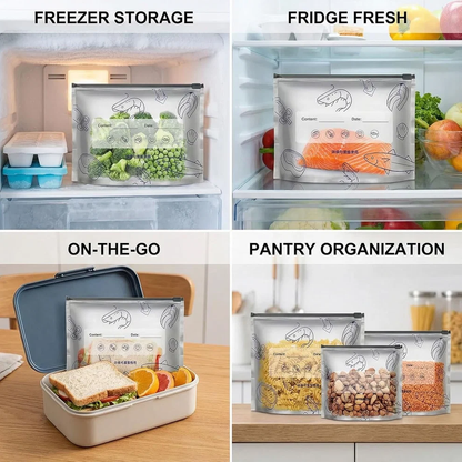 🛡️🥬 Reusable thickened upright aluminum foil sealing storage bags with labelschu'fang
