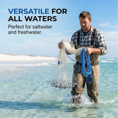 📢📢50% OFF !! Free Shipping⏰ Easy-Throw Cast Net – Heavy-Duty Mesh, Rapid Sinking, Versatile 🌊