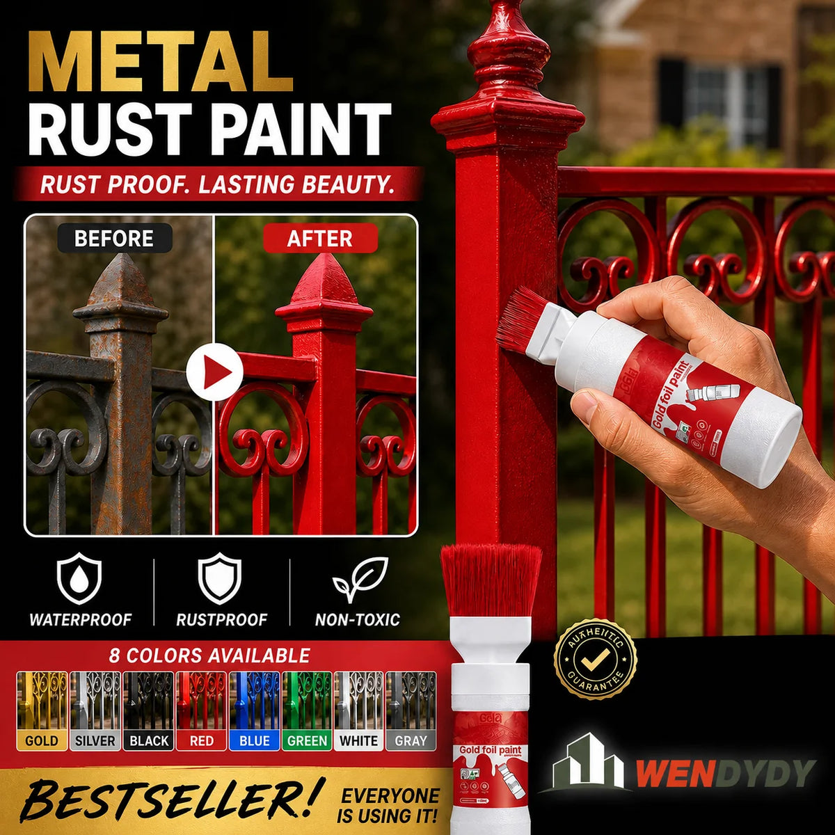 ✨New Arrival✨Water-Based Metallic Silver Paint with Built-in Brush（50% OFF）