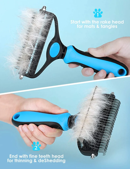 🐾Professional double-sided pet hair removal tool for dogs and cats—gentle and highly effective for a hair-free home.🐈