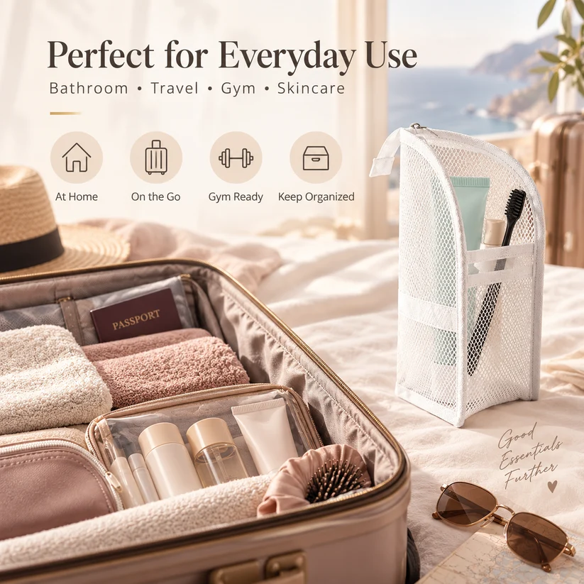 ✨Freestanding Waterproof Mesh Travel🧳 Toiletry Bag
