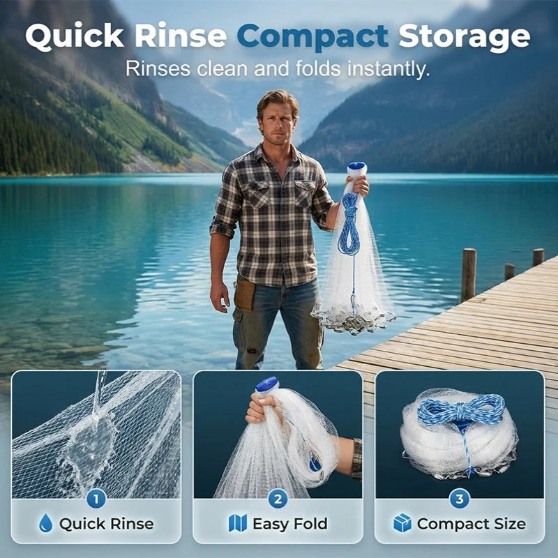 📢📢50% OFF !! Free Shipping⏰ Easy-Throw Cast Net – Heavy-Duty Mesh, Rapid Sinking, Versatile 🌊