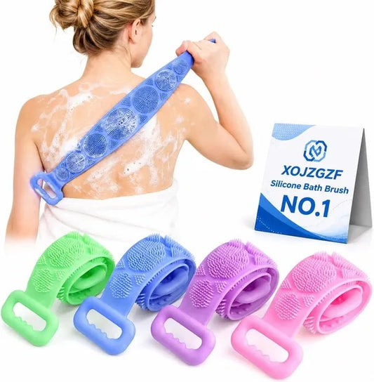 🚿 Dual Handle Silicone Back Scrubber | Deep Exfoliating Shower Brush