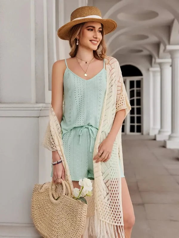 🔥Limited Time 50% Off!😍Women’s Oversized Knit Cardigan – Lightweight Crochet Tassel Kimono for Spring & Summer 🌸