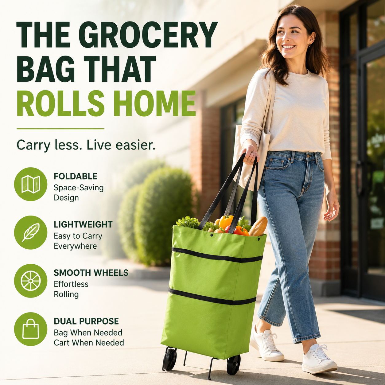 Foldable Shopping Trolley Bag – 23L Large Capacity & Lightweight Hand Truck