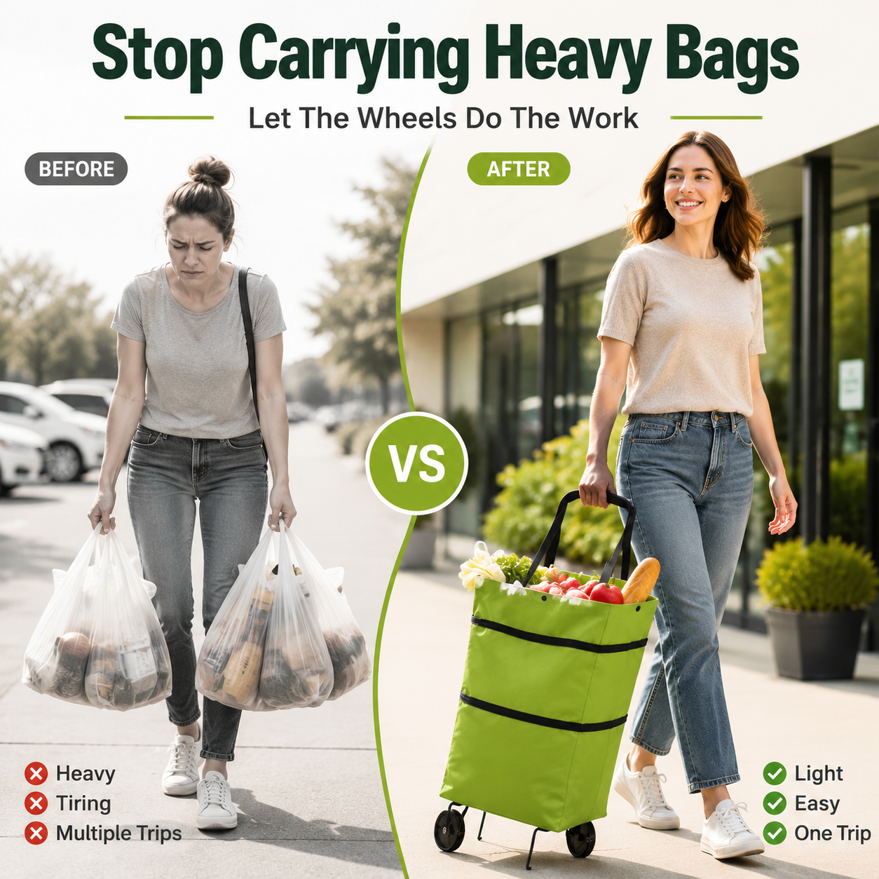 Foldable Shopping Trolley Bag – 23L Large Capacity & Lightweight Hand Truck