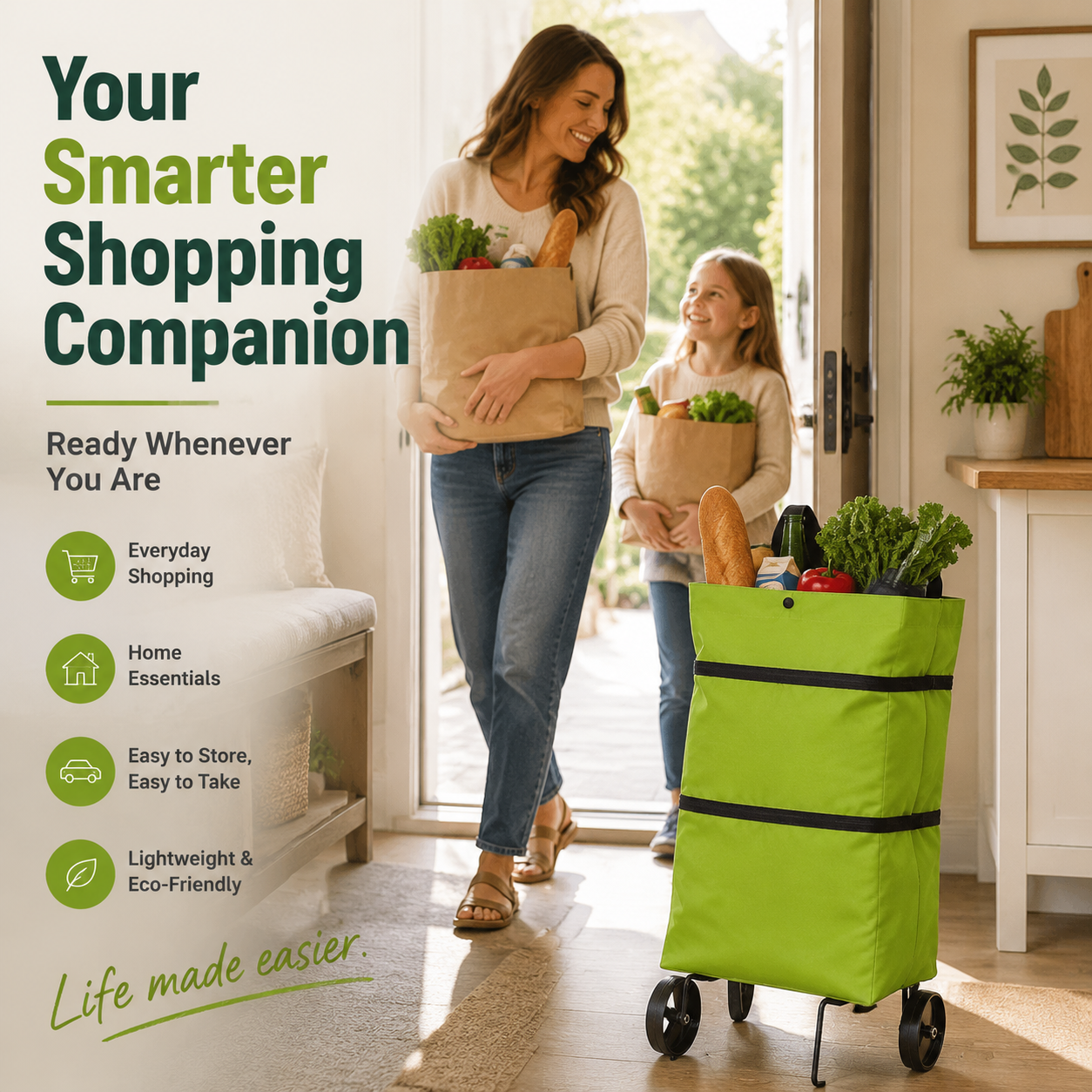 Foldable Shopping Trolley Bag – 23L Large Capacity & Lightweight Hand Truck