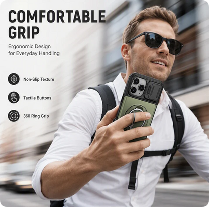 📱 Rugged Phone Case with Card Holder – 🧲 Magnetic Phone Case with Ring Stand for iPhone – Military-Grade Drop Protection, 360° Rotatable Stand & Slide Camera Cover ✨