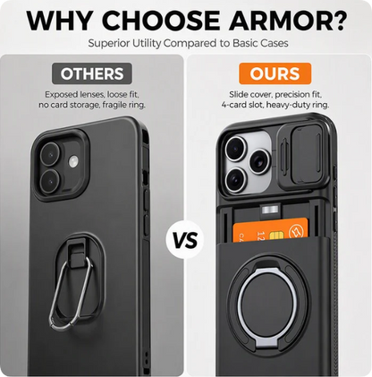 📱 Rugged Phone Case with Card Holder – 🧲 Magnetic Phone Case with Ring Stand for iPhone – Military-Grade Drop Protection, 360° Rotatable Stand & Slide Camera Cover ✨