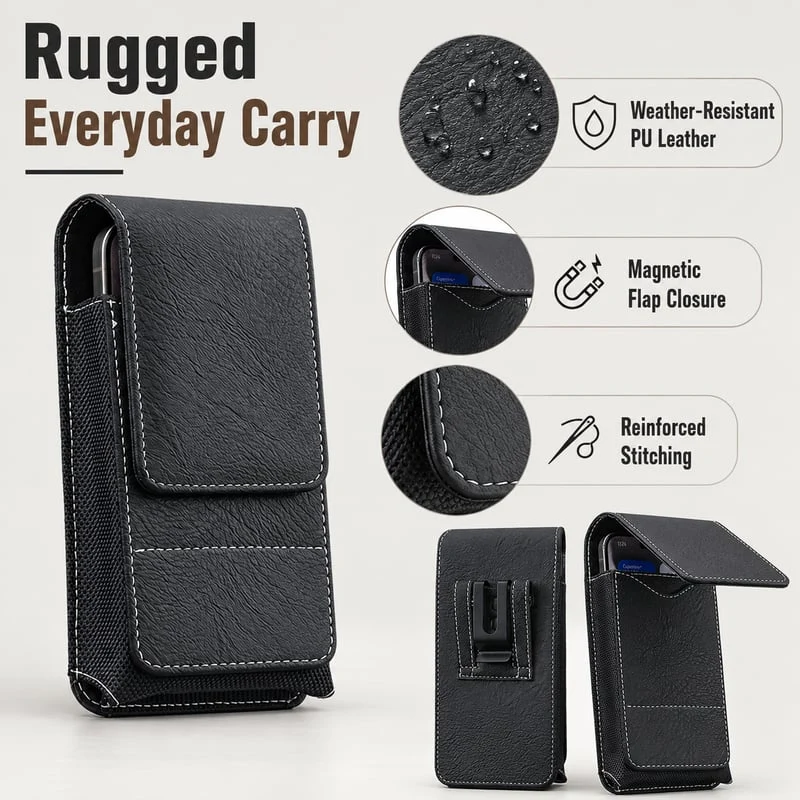 🏆 Last Day Special Price ! 🔥Premium Men's PULeather Cell Phone📱 HolsterPouch👛