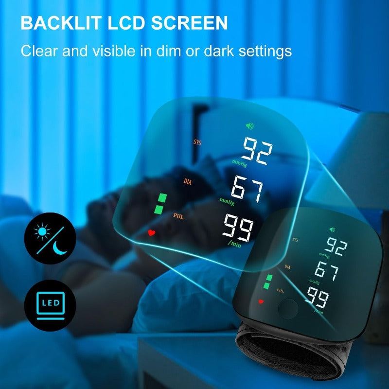 USB-C Rechargeable Wrist Blood Pressure Monitor Convenient & Modern Power