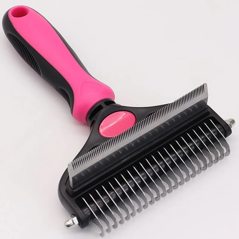🐾Professional double-sided pet hair removal tool for dogs and cats—gentle and highly effective for a hair-free home.🐈