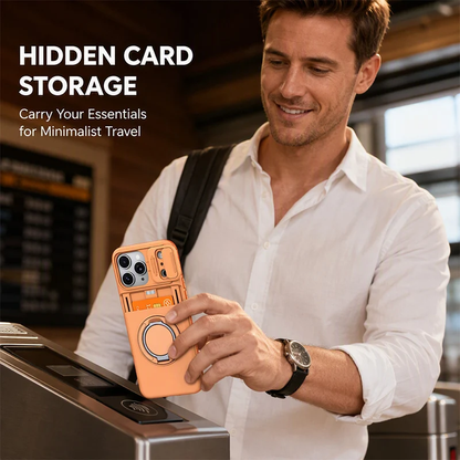 📱 Rugged Phone Case with Card Holder – 🧲 Magnetic Phone Case with Ring Stand for iPhone – Military-Grade Drop Protection, 360° Rotatable Stand & Slide Camera Cover ✨