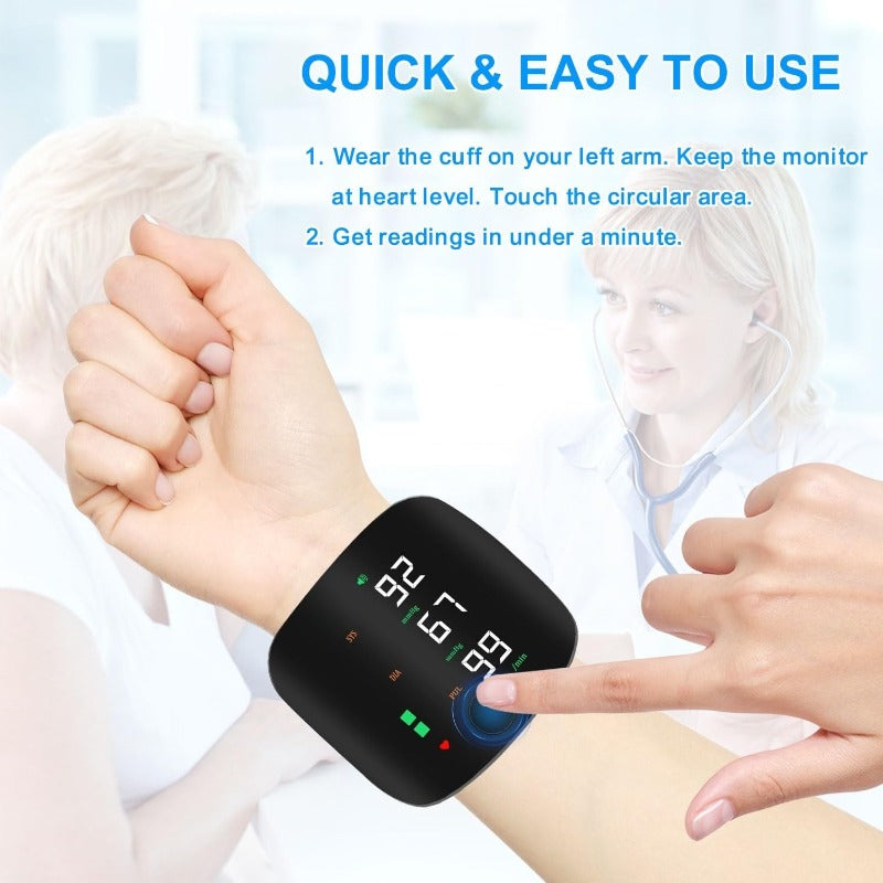 USB-C Rechargeable Wrist Blood Pressure Monitor Convenient & Modern Power