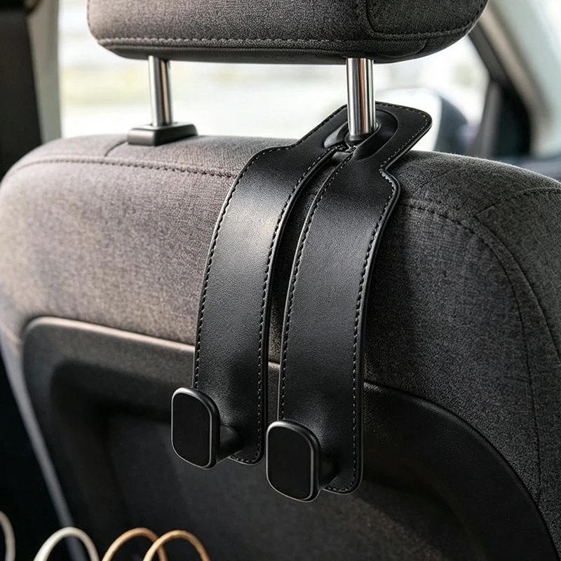 🚗High-quality 2-in-1 suede car seat headrest hooks—✨10kg load capacity, ensuring unobstructed driving