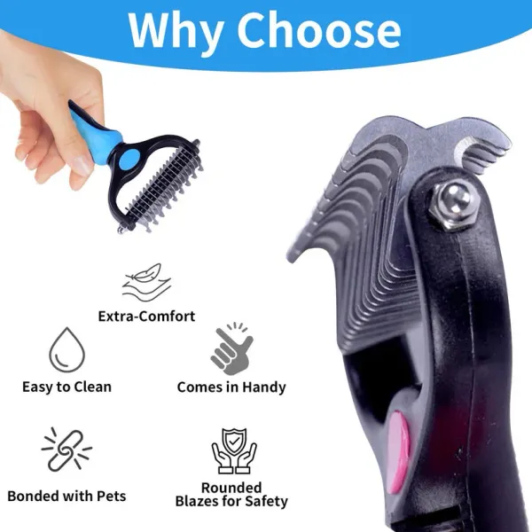 🐾Professional double-sided pet hair removal tool for dogs and cats—gentle and highly effective for a hair-free home.🐈