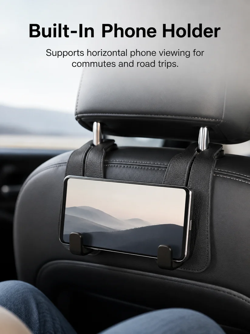 🚗High-quality 2-in-1 suede car seat headrest hooks—✨10kg load capacity, ensuring unobstructed driving