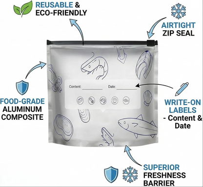 🛡️🥬 Reusable thickened upright aluminum foil sealing storage bags with labelschu'fang