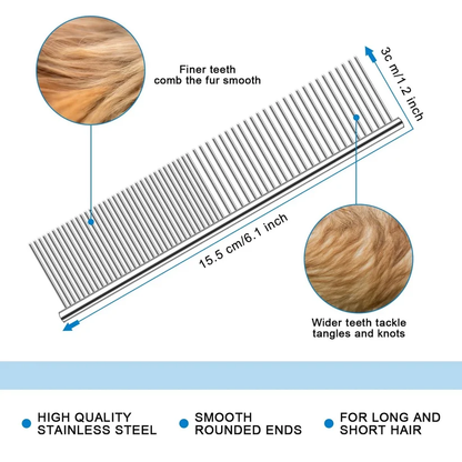 🐾Professional double-sided pet hair removal tool for dogs and cats—gentle and highly effective for a hair-free home.🐈