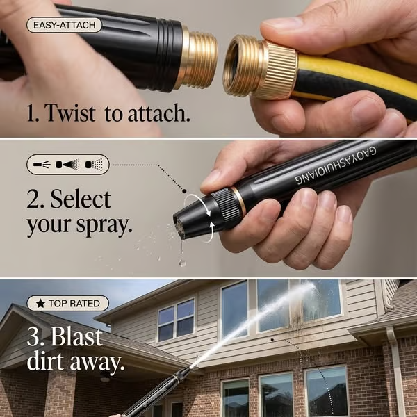 👍Heavy-duty solid brass adjustable rotating hose nozzle💦