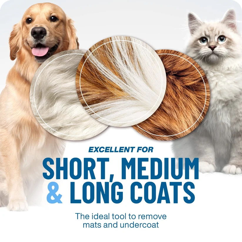 🐾Professional double-sided pet hair removal tool for dogs and cats—gentle and highly effective for a hair-free home.🐈
