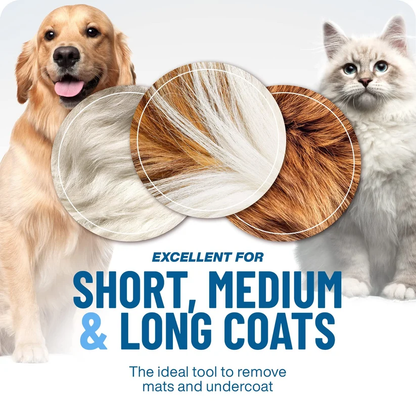 🐾Professional double-sided pet hair removal tool for dogs and cats—gentle and highly effective for a hair-free home.🐈