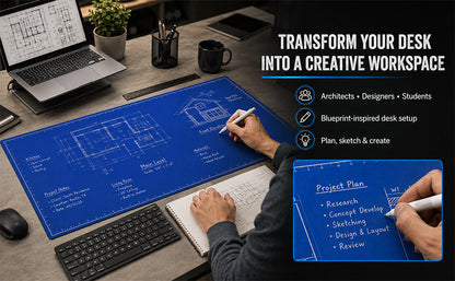 🖊️✨The Blueprint Deskmat Includes the Blueprint Marker💻🖱A Double-Sided Deskmat to Draw, Erase & Redraw As Needed. 📝