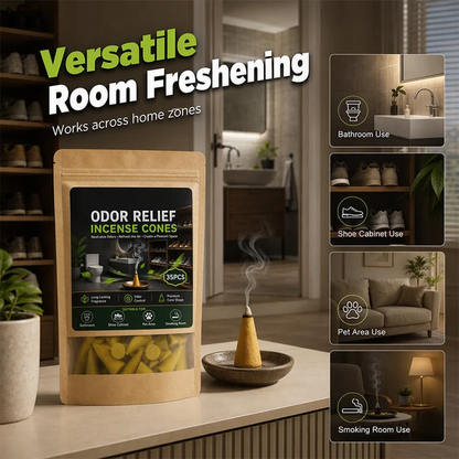 🥳HOT SALE🥳💞50K+ SOLD!Household Odor Relief Cones – ideal for damp days & enclosed spaces. Slow-burn, just-right fragrance – place in bathrooms, cabinets or porches. Instant freshness! 💚✨