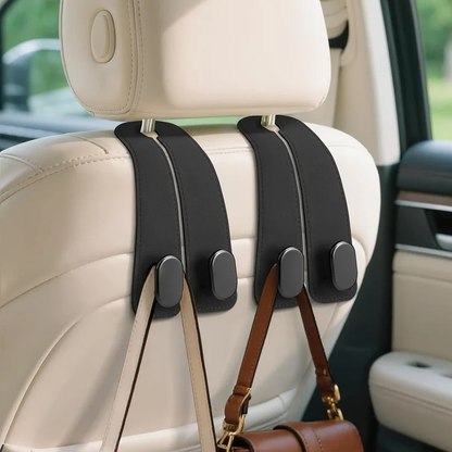 🚗High-quality 2-in-1 suede car seat headrest hooks—✨10kg load capacity, ensuring unobstructed driving