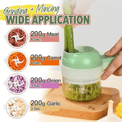 5-in-1 Electric Vegetable Chopper — Cordless Food Processor with Cleaning Brush