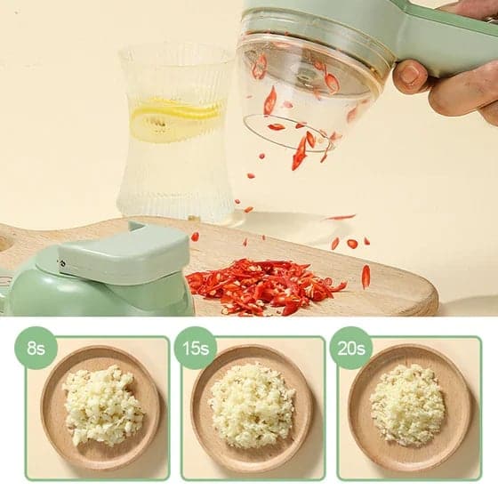 5-in-1 Electric Vegetable Chopper — Cordless Food Processor with Cleaning Brush