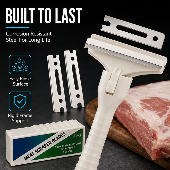 🥩🔥 50% OFF! Stainless Steel Meat Scraper – Easy Fat & Fascia Removal Tool for Beef & Pork 🔪