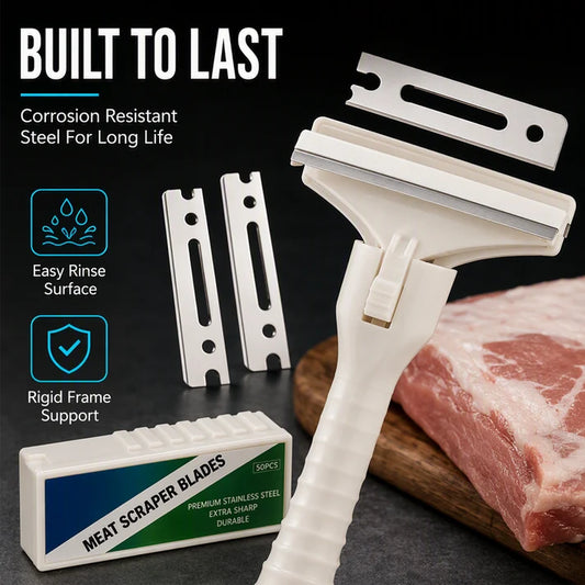 🥩🔥 50% OFF! Stainless Steel Meat Scraper – Easy Fat & Fascia Removal Tool for Beef & Pork 🔪